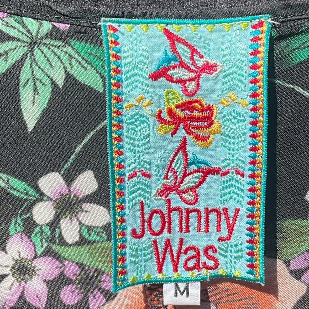 Johnny Was Black & Yellow Floral Stripe Maxi Dress - Picture 3 of 4